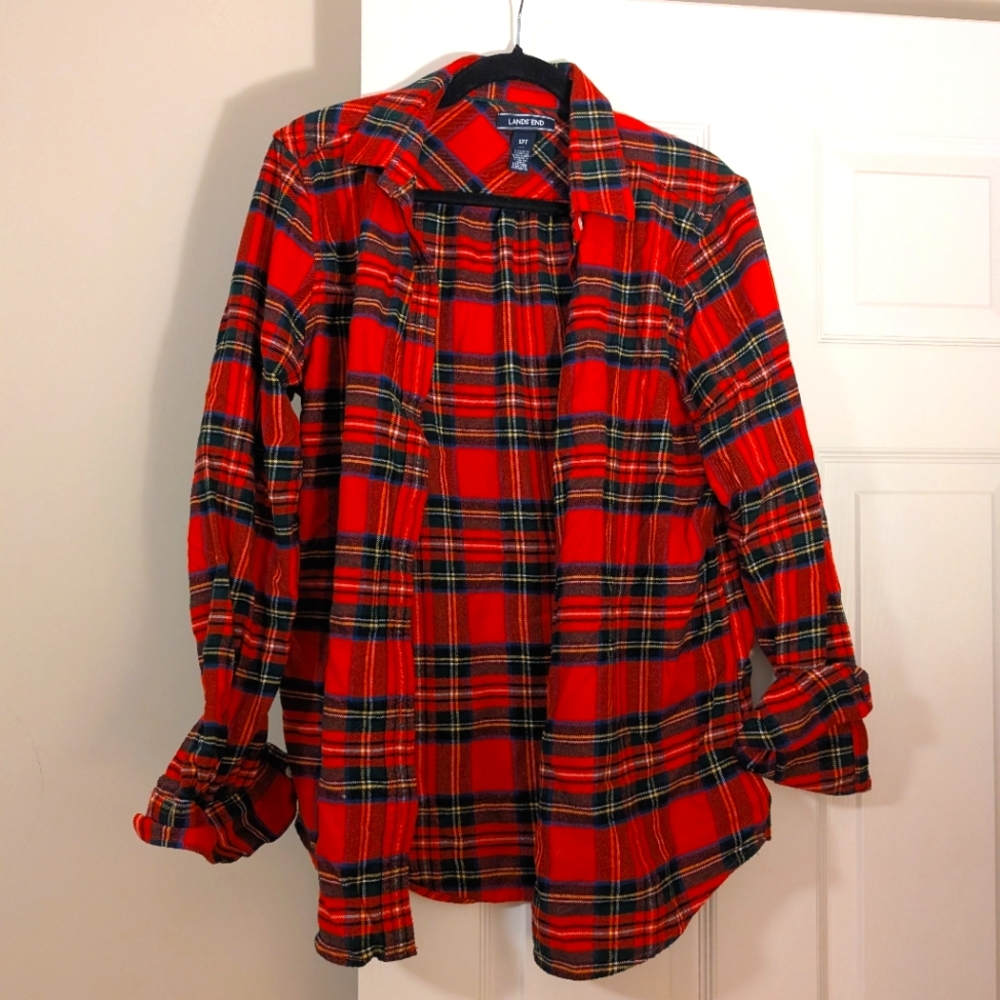 Lands' End Red Plaid Shirt
